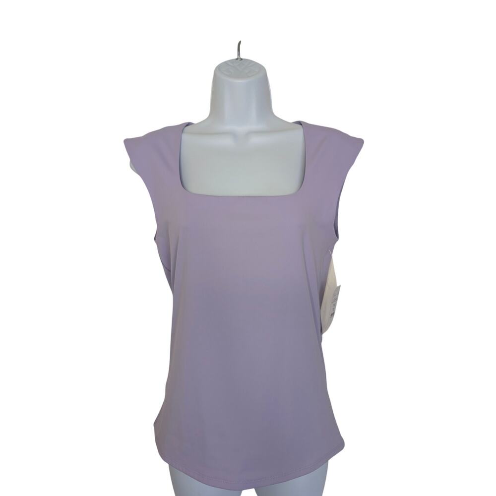 White House Black Market Women Tops, Lavender Square Neck Cap Sleeve Blouse, M